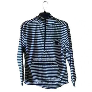 Penn State College Charles River Front Pockets Hooded Stripe 1/4 Zip Rain Coat